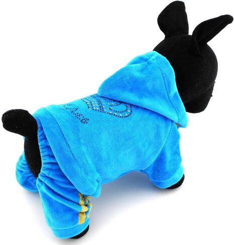 SEIMAI Dog Hoodies Jumpsuit for Small Dog Cat Puppy Rhinestone Crown Soft Velvet Autumn Winter Hooded Pajamas Tracksuit Outfits Sportswear Jacket with Hat Training Outdoor Pink M in Saudi Arabia