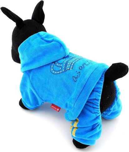SEIMAI Dog Hoodies Jumpsuit for Small Dog Cat Puppy Rhinestone Crown Soft Velvet Autumn Winter Hooded Pajamas Tracksuit Outfits Sportswear Jacket with Hat Training Outdoor Pink M in Saudi Arabia