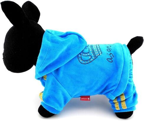 SEIMAI Dog Hoodies Jumpsuit for Small Dog Cat Puppy Rhinestone Crown Soft Velvet Autumn Winter Hooded Pajamas Tracksuit Outfits Sportswear Jacket with Hat Training Outdoor Pink M in Saudi Arabia