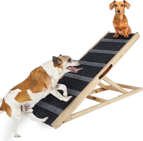 منحدر للكلاب، منحدرات للكلاب الكبيرة، منحدرات أمان للكلاب الصغيرة والكبيرة، بطول 46.4 بوصة و6 ارتفاعات قابلة للتعديل من 12.6 إلى 25.6 بوصة للسيارة والسرير والأريكة والأريكة 200 رطل in Kuwait