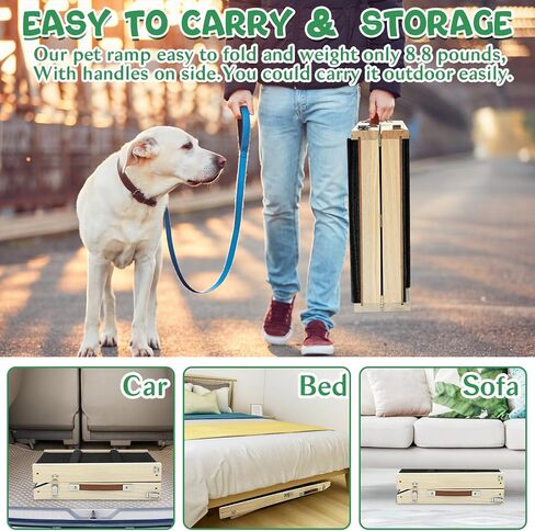 YORWHIN Dog Ramp Portable Folding,39.4" Long Dog Stairs Pet Ramp 5 Adjustable 11.8" to 26.7" Non-Slip Truck Car Ramp Stairs Step Ladder for Pet Car Bed Couch Sofa (Black) in Saudi Arabia