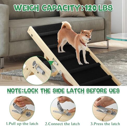 YORWHIN Dog Ramp Portable Folding,39.4" Long Dog Stairs Pet Ramp 5 Adjustable 11.8" to 26.7" Non-Slip Truck Car Ramp Stairs Step Ladder for Pet Car Bed Couch Sofa (Black) in Saudi Arabia
