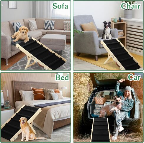 YORWHIN Dog Ramp Portable Folding,39.4" Long Dog Stairs Pet Ramp 5 Adjustable 11.8" to 26.7" Non-Slip Truck Car Ramp Stairs Step Ladder for Pet Car Bed Couch Sofa (Black) in Saudi Arabia