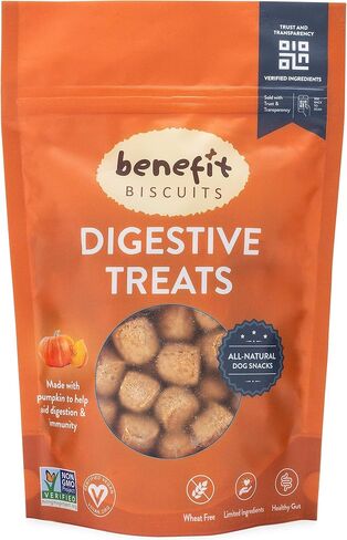 Benefit Biscuits, All Natural Dog Treats, Certified Vegan, Non GMO, Wheat Free, Healthy Dog Biscuits, Made in USA (Blueberry, Regular Bag (7oz)) in Kuwait