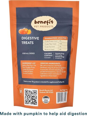 Benefit Biscuits, All Natural Dog Treats, Certified Vegan, Non GMO, Wheat Free, Healthy Dog Biscuits, Made in USA (Blueberry, Regular Bag (7oz)) in Kuwait