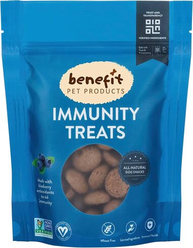 Benefit Biscuits, All Natural Dog Treats, Certified Vegan, Non GMO, Wheat Free, Healthy Dog Biscuits, Made in USA (Blueberry, Regular Bag (7oz)) in Kuwait
