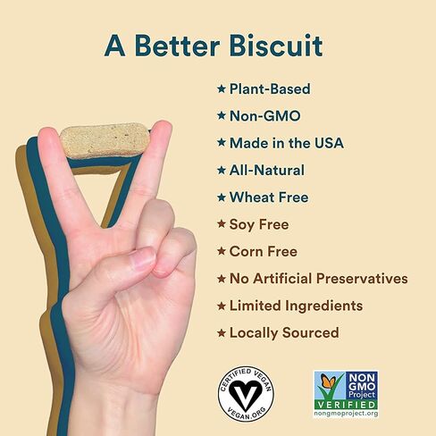 Benefit Biscuits, All Natural Dog Treats, Certified Vegan, Non GMO, Wheat Free, Healthy Dog Biscuits, Made in USA (Blueberry, Regular Bag (7oz)) in Kuwait