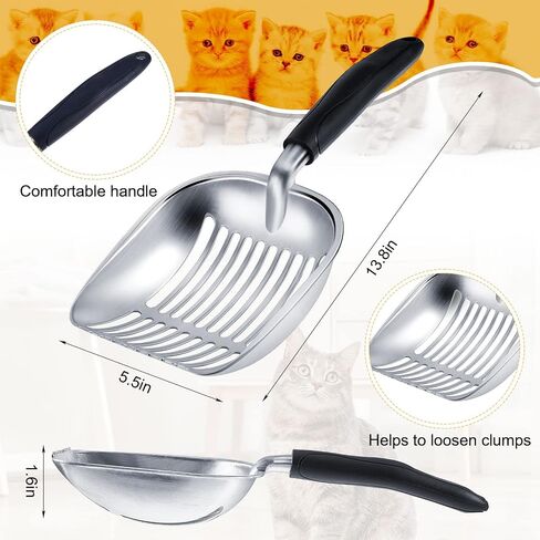 2 Set Stainless Steel Litter Box for Cat with 2 Pcs Cat Litter Scoops 15 Pcs Non Slip Rubber Feet Non Stick Smooth Rabbit Litter Box High Sided Litter Box Litter Scooper with Holder (20 x 13.8 x 8 In) in Saudi Arabia