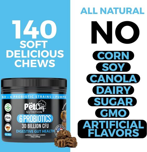 Pet Chef: Probiotic Blend. Stomach + Digestion Health. 10oz 140ct.Stops Diarrhea, firms Poop, Stops Vomiting. All Dog Ages & Sizes. Improves Gut Health for overal Better Well Being! in Saudi Arabia
