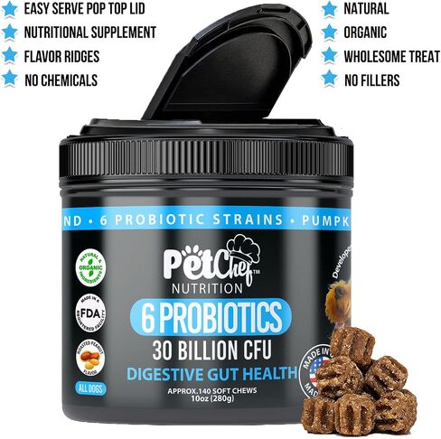 Pet Chef: Probiotic Blend. Stomach + Digestion Health. 10oz 140ct.Stops Diarrhea, firms Poop, Stops Vomiting. All Dog Ages & Sizes. Improves Gut Health for overal Better Well Being! in Saudi Arabia