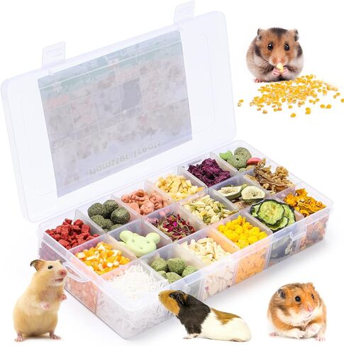 HGPOKLVT 18 نوعًا من حلوى الهامستر، ووجبات خفيفة للمضغ والتسنين للحيوانات الأليفة الصغيرة، مجموعة متنوعة من النباتات الطبيعية مع كمية معتدلة من البروتين النباتي (18-M) in Kuwait