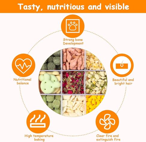 HGPOKLVT 18 نوعًا من حلوى الهامستر، ووجبات خفيفة للمضغ والتسنين للحيوانات الأليفة الصغيرة، مجموعة متنوعة من النباتات الطبيعية مع كمية معتدلة من البروتين النباتي (18-M) in Kuwait