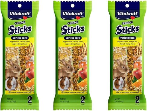 Vitakraft 6 Pack of Crunch Sticks, Variety Pack of Popped Grain & Honey and Apple & Orange, for Rabbits and Guinea Pigs in Saudi Arabia