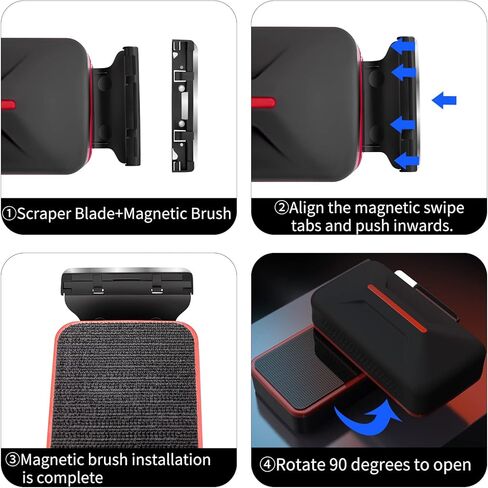 فرشاة تنظيف مغناطيسية قوية من شيرلام، فرشاة تنظيف زجاج حوض السمك، أداة تنظيف خزان الأسماك العائمة، أداة تنظيف حوض السمك 2 في 1 مع منظف ومكشطة [بدون خدش ومضادة للانزلاق] L in Kuwait