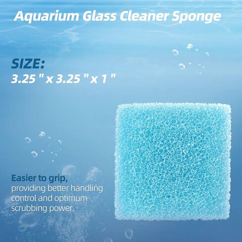 (6-Pack) 3.25x3.25x1 Aquarium Glass Cleaner Sponge Scrubber Scrapes, Cleaning Tool for Fish Tanks in Saudi Arabia