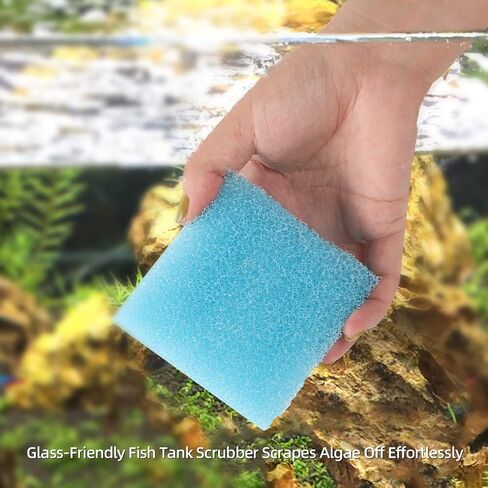 (6-Pack) 3.25x3.25x1 Aquarium Glass Cleaner Sponge Scrubber Scrapes, Cleaning Tool for Fish Tanks in Saudi Arabia