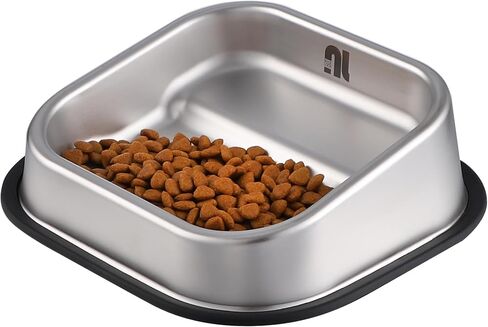 Nicelock Stainless Steel Dog Bowl, Slanted Dog Bowls, Tilted Angle Bulldog Feeder, Non-Slip & Non-Spill & Premium Material & Easier to Eat, for Flat-Faced Dog Breeds or Cats in Saudi Arabia