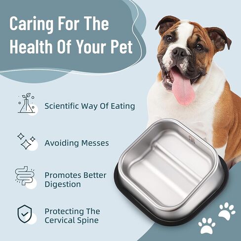 Nicelock Stainless Steel Dog Bowl, Slanted Dog Bowls, Tilted Angle Bulldog Feeder, Non-Slip & Non-Spill & Premium Material & Easier to Eat, for Flat-Faced Dog Breeds or Cats in Saudi Arabia