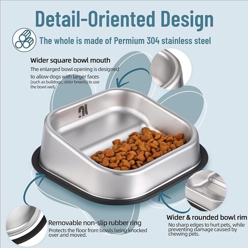 Nicelock Stainless Steel Dog Bowl, Slanted Dog Bowls, Tilted Angle Bulldog Feeder, Non-Slip & Non-Spill & Premium Material & Easier to Eat, for Flat-Faced Dog Breeds or Cats in Saudi Arabia