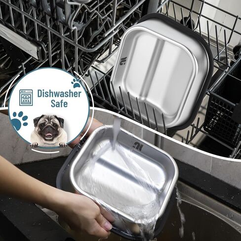 Nicelock Stainless Steel Dog Bowl, Slanted Dog Bowls, Tilted Angle Bulldog Feeder, Non-Slip & Non-Spill & Premium Material & Easier to Eat, for Flat-Faced Dog Breeds or Cats in Saudi Arabia