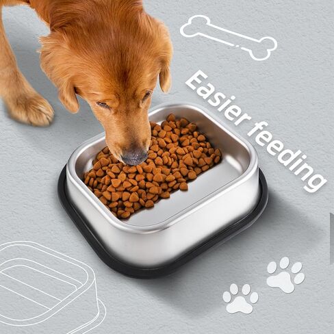 Nicelock Stainless Steel Dog Bowl, Slanted Dog Bowls, Tilted Angle Bulldog Feeder, Non-Slip & Non-Spill & Premium Material & Easier to Eat, for Flat-Faced Dog Breeds or Cats in Saudi Arabia