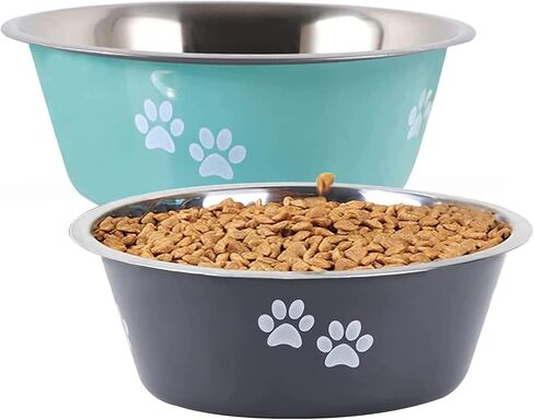 Kathson Stainless Steel Dog Bowls with Nonslip Bottom, Anti-Skid Metal Dog Bowls with Rubber Base Cat Basic Bowls Food and Water Dog Dish Pet Bowl for Small Medium Large-Sized Dog Breeds10.24inch in Saudi Arabia