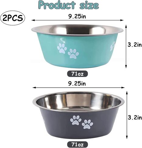 Kathson Stainless Steel Dog Bowls with Nonslip Bottom, Anti-Skid Metal Dog Bowls with Rubber Base Cat Basic Bowls Food and Water Dog Dish Pet Bowl for Small Medium Large-Sized Dog Breeds10.24inch in Saudi Arabia