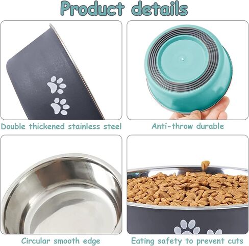Kathson Stainless Steel Dog Bowls with Nonslip Bottom, Anti-Skid Metal Dog Bowls with Rubber Base Cat Basic Bowls Food and Water Dog Dish Pet Bowl for Small Medium Large-Sized Dog Breeds10.24inch in Saudi Arabia