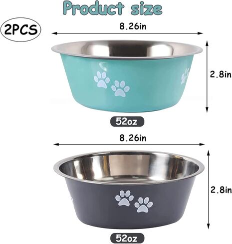 Kathson Stainless Steel Dog Bowls with Nonslip Bottom, Anti-Skid Metal Dog Bowls with Rubber Base Cat Basic Bowls Food and Water Dog Dish Pet Bowl for Small Medium Large-Sized Dog Breeds10.24inch in Saudi Arabia