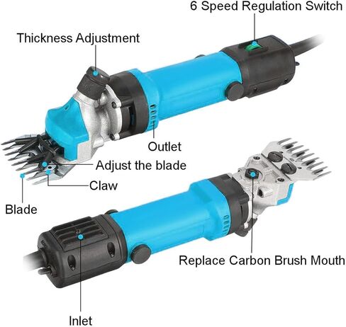 مقصات الأغنام بقدرة 690 وات، 2800 دورة في الدقيقة، ماكينة قص الأغنام الكهربائية الاحترافية، مجموعة أدوات العناية بالماشية في المزرعة، مقصات كهربائية شديدة التحمل بـ 6 سرعات للحيوانات ذات المعطف السميك in Kuwait