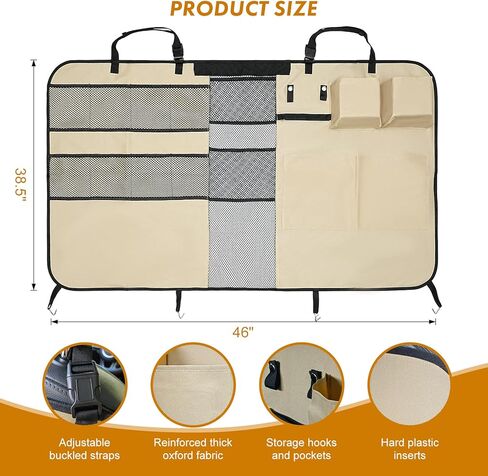 حاجز سيارة للكلاب من كيتويني، حاجز كبير مطور للكلاب لسيارات الدفع الرباعي والسيارات مع حلقات جيوب تخزين، نافذة شبكية، حواجز للحيوانات الأليفة في المقعد الخلفي التلقائي، مقسم سياج السيارة للقيادة الآمنة للكلاب، سهل التركيب in Kuwait