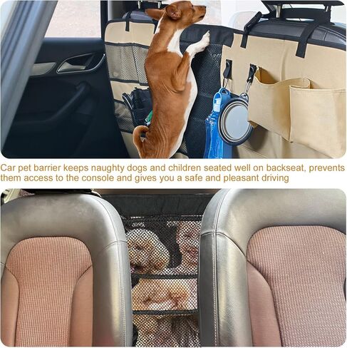 حاجز سيارة للكلاب من كيتويني، حاجز كبير مطور للكلاب لسيارات الدفع الرباعي والسيارات مع حلقات جيوب تخزين، نافذة شبكية، حواجز للحيوانات الأليفة في المقعد الخلفي التلقائي، مقسم سياج السيارة للقيادة الآمنة للكلاب، سهل التركيب in Kuwait