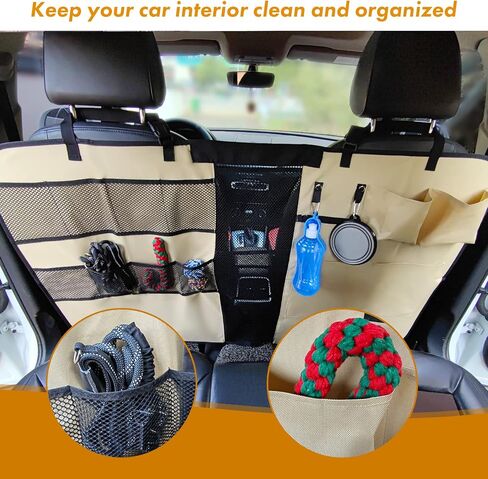 حاجز سيارة للكلاب من كيتويني، حاجز كبير مطور للكلاب لسيارات الدفع الرباعي والسيارات مع حلقات جيوب تخزين، نافذة شبكية، حواجز للحيوانات الأليفة في المقعد الخلفي التلقائي، مقسم سياج السيارة للقيادة الآمنة للكلاب، سهل التركيب in Kuwait