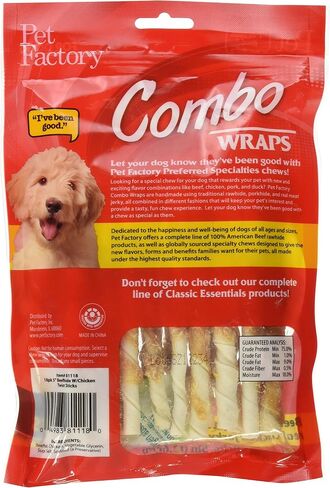 Pet Factory Combo Wraps Beefhide 5" Twist Sticks Dog Chew Treats w/ Real Chicken Meat Wrap - 18 Count/1 Pack in Saudi Arabia