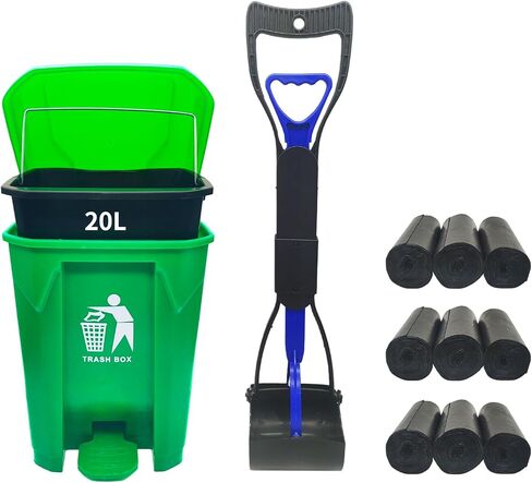 Hamiledyi Dog Poop Trash Can with Foldable Pet Pooper Scooper and 270PCS Large Waste Bags Dog Waste Container with Lid and Removable Inner Dog Poop Bin Pet Waste Trash Can Outdoor Garden Yard Kitchen in Saudi Arabia
