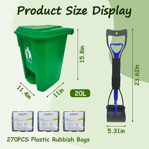 Hamiledyi Dog Poop Trash Can with Foldable Pet Pooper Scooper and 270PCS Large Waste Bags Dog Waste Container with Lid and Removable Inner Dog Poop Bin Pet Waste Trash Can Outdoor Garden Yard Kitchen in Saudi Arabia