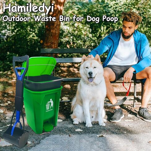 Hamiledyi Dog Poop Trash Can with Foldable Pet Pooper Scooper and 270PCS Large Waste Bags Dog Waste Container with Lid and Removable Inner Dog Poop Bin Pet Waste Trash Can Outdoor Garden Yard Kitchen in Saudi Arabia