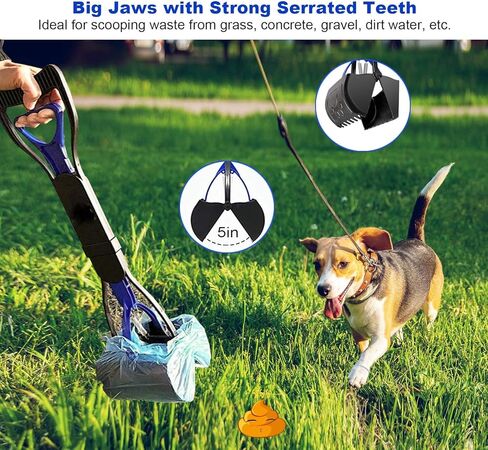 Queta Long Handle Portable Pet Pooper Scooper for Large and Small Dogs,Non-Breakable Pet Pooper Scooper with High Strength Durable Spring,Easy to Use for Lawns, Grass, Dirt, Gravel(Blue) in Kuwait