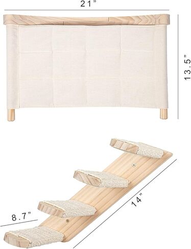 Cat Hammock Wall Mounted Cats Shelf and Climbing Shelf Four Step Cat Stairway with Sisal Scratching for Climbing Sleeping Playing Lounging Perching Cat Furniture in Kuwait