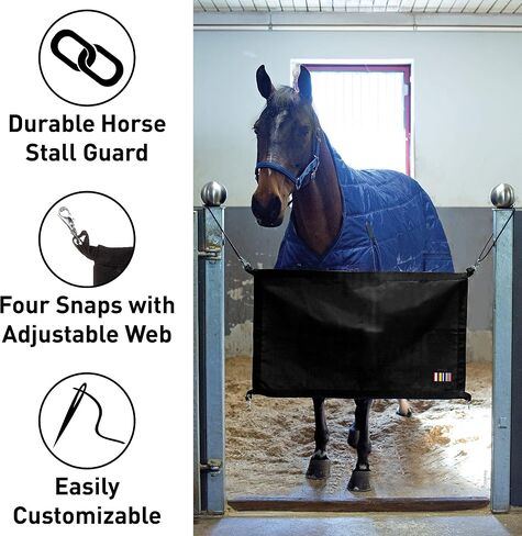 HORZE Durable Polyester Horse Stall Guard with Adjustable Straps | Measures 40" x 24" - Black - One Size in Saudi Arabia