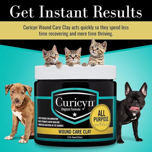 Animal Wound Care Clay 16oz. - Vet-Approved Natural Skin Ointment For Dog, Cat, Horse, and Other Livestock - Bentonite Clay with Aloe Treatment - Gentle No Sting Fast-Acting Formula in Kuwait