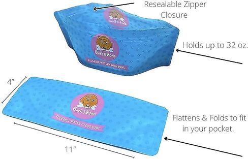 #1 Travel Dog Bowls. Collapsible Dog Bowl. The Foldable Dog Water Bowl That fits in Your Pocket. Portable & Resealable Pet Bowls by Bark & Bone Pack of 2 in Saudi Arabia