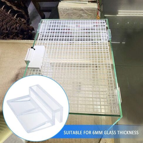 6 قطع من غطاء زجاجي شفاف لحوض السمك من بيتزلايف ورلد، غطاء داعم بمشبك تثبيت مناسب لـ 12 ملم in Kuwait