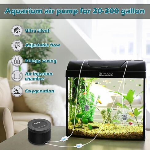 مضخة هواء لحوض السمك من LYPHARD AQUARIUMS، منافذ مزدوجة 8 وات مهوية لخزان الأكسجين فقاعات للأسماك بسعة 20-600 جالون، مضخة فائقة الهدوء وتدفق هواء قابل للتعديل مع الملحقات in Kuwait