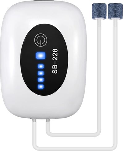 SUNWEN Aquarium Lithium Battery Air Pump, Rechargeable and Portable, Large Battery Capacity, for Aquariums, Outdoor Fishing and Power Cut in Kuwait