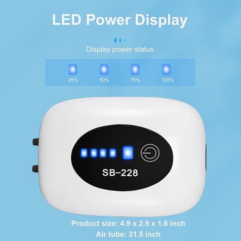 SUNWEN Aquarium Lithium Battery Air Pump, Rechargeable and Portable, Large Battery Capacity, for Aquariums, Outdoor Fishing and Power Cut in Kuwait