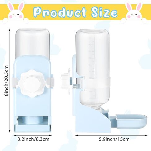 2 Pcs Water Bottle No Drip Blue Water Feeder 17oz Water Dispenser Hanging Water Fountain Automatic Dispenser Pet Cage Water Feeder for Bunny Ferret Hamster Guinea Pig Small Animal in Saudi Arabia