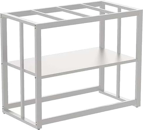 Fizgot White Fish Tank Stand 40 Gallon, Double Layer Metal Aquarium Stand with Storage, 36.5" x 18.5" x 29.5" Breeder Reptile Tank Stand in Kuwait