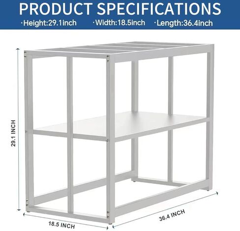 Fizgot White Fish Tank Stand 40 Gallon, Double Layer Metal Aquarium Stand with Storage, 36.5" x 18.5" x 29.5" Breeder Reptile Tank Stand in Kuwait