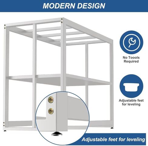 Fizgot White Fish Tank Stand 40 Gallon, Double Layer Metal Aquarium Stand with Storage, 36.5" x 18.5" x 29.5" Breeder Reptile Tank Stand in Kuwait